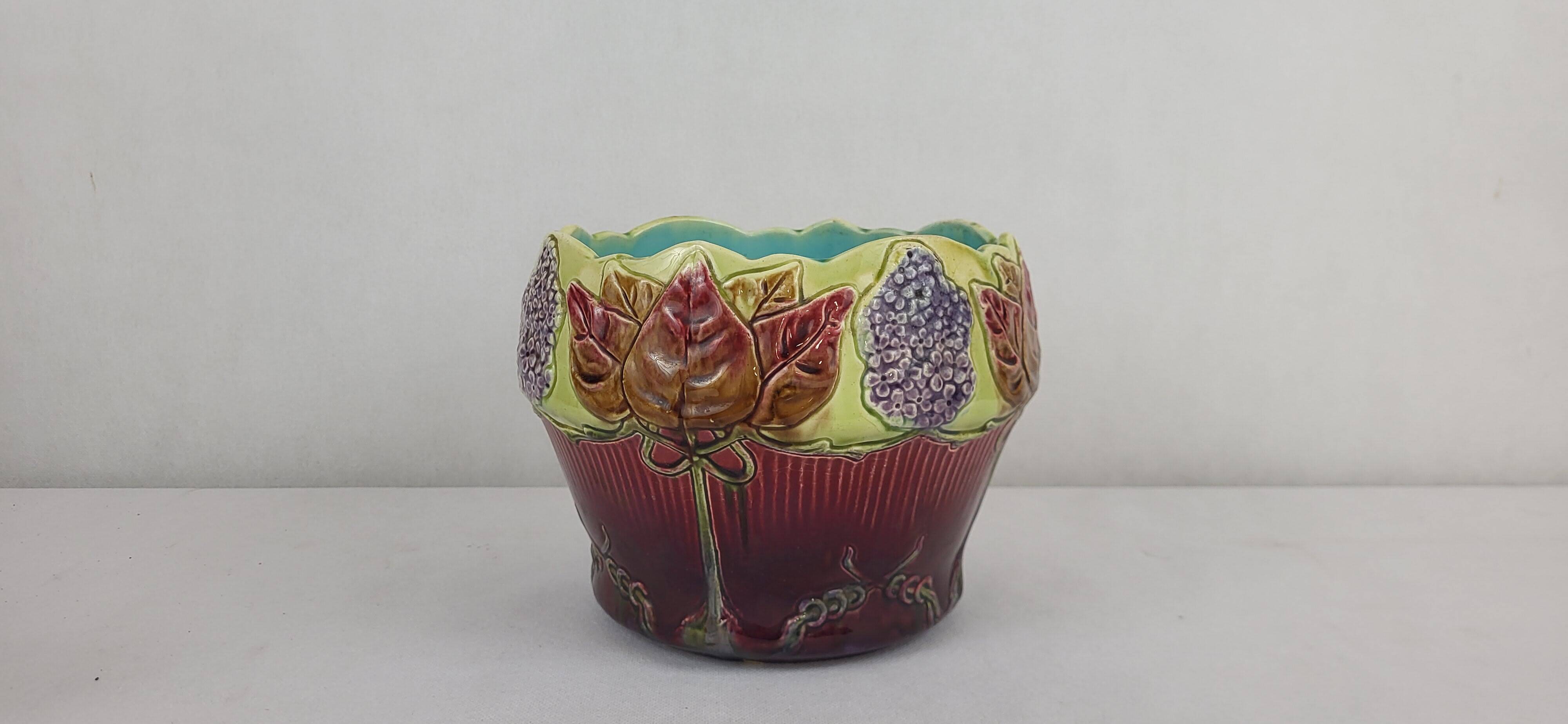 Art Nouveau earthenware cache pot