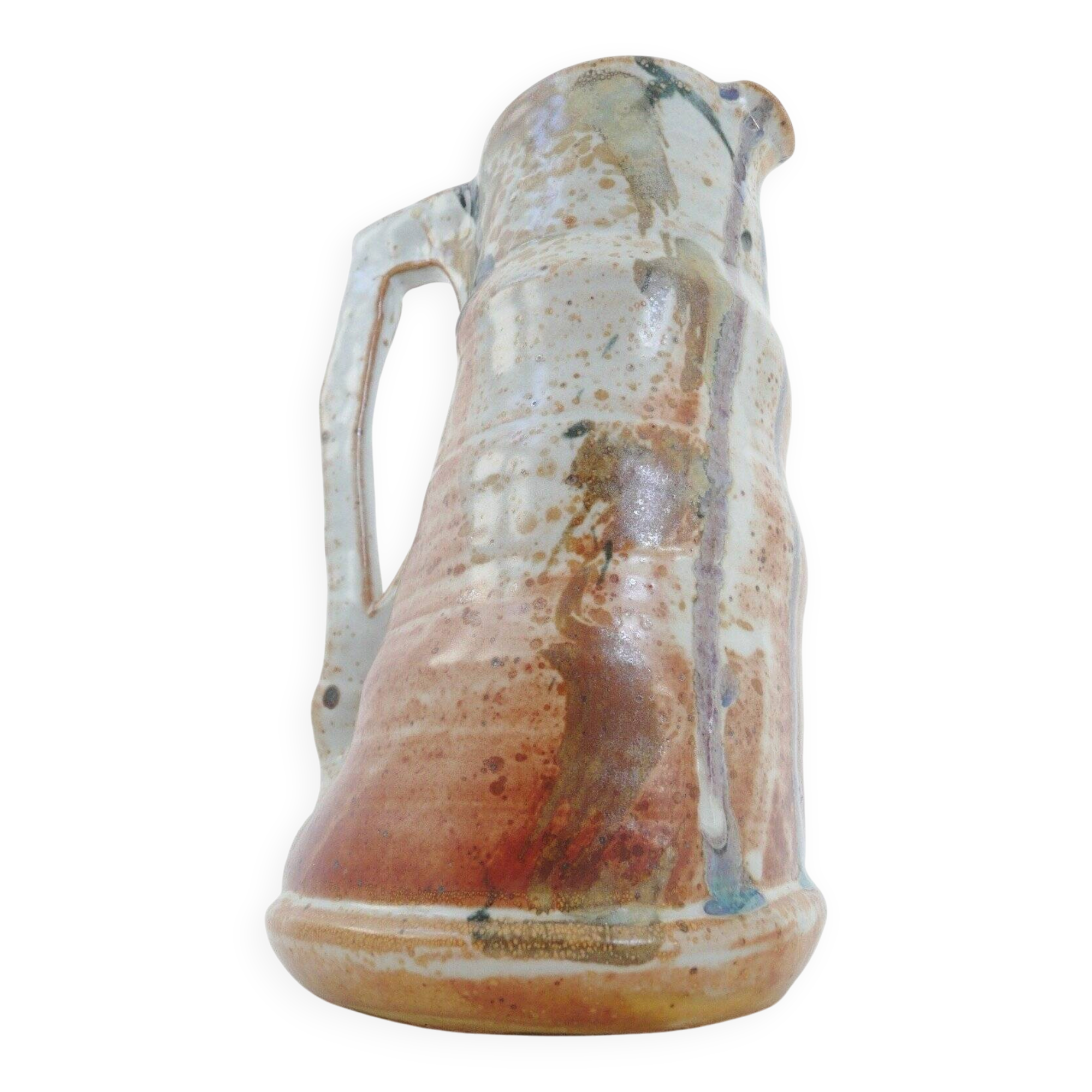 Vintage ceramic stoneware pitcher from the 1950s-1960s design.