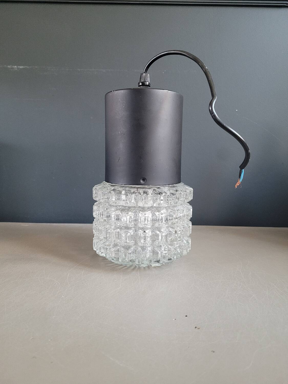 Vintage molded glass globe pendant light