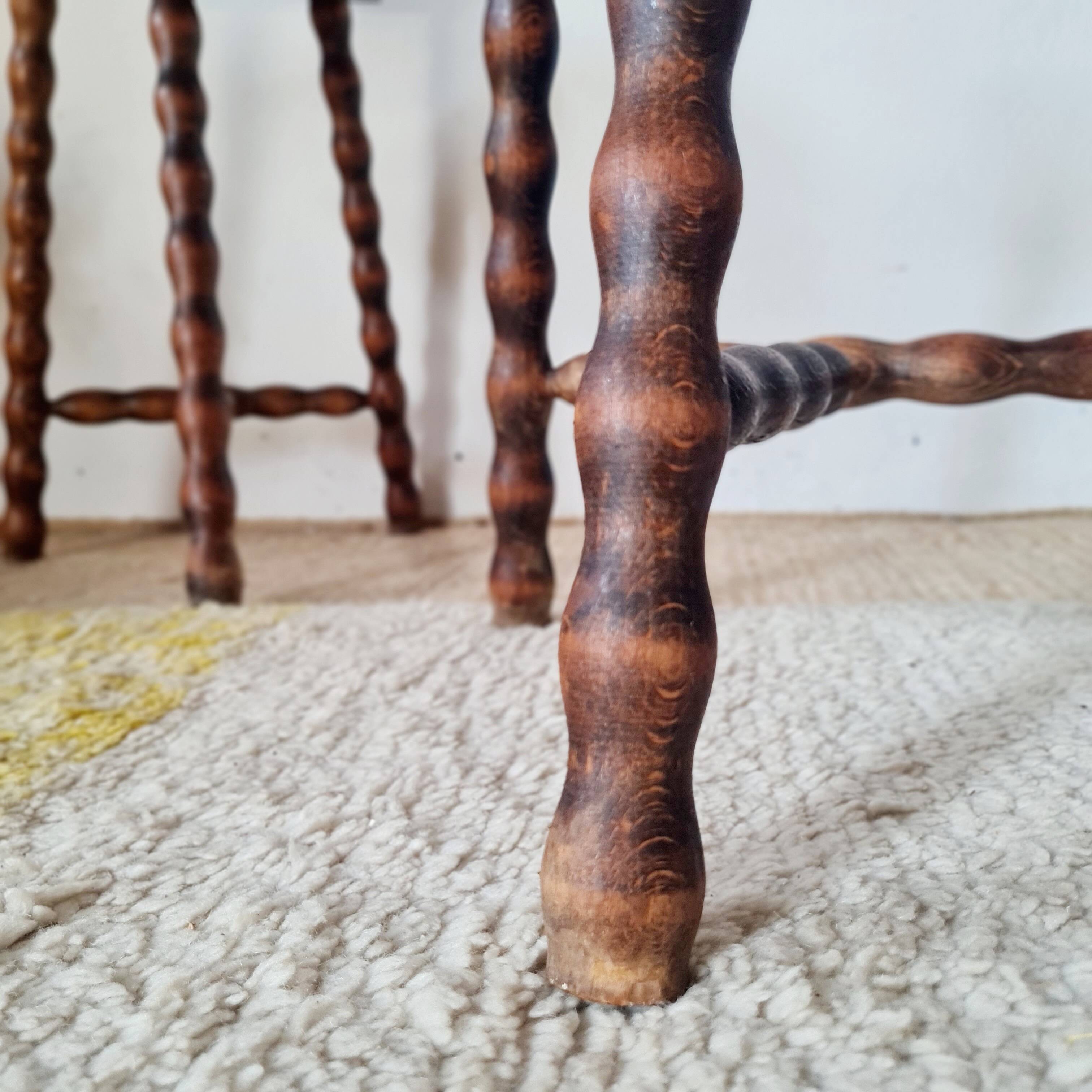 Wooden tripod stools - pair of turned leg bedside tables
