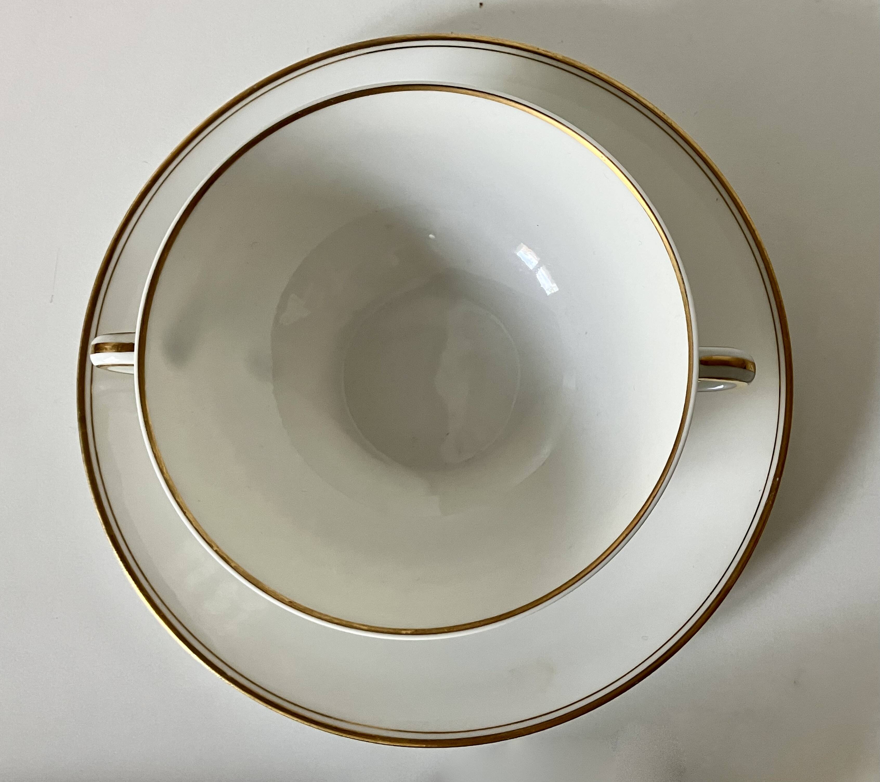 3 broth cups, Limoges porcelain - A. VIGNAUD