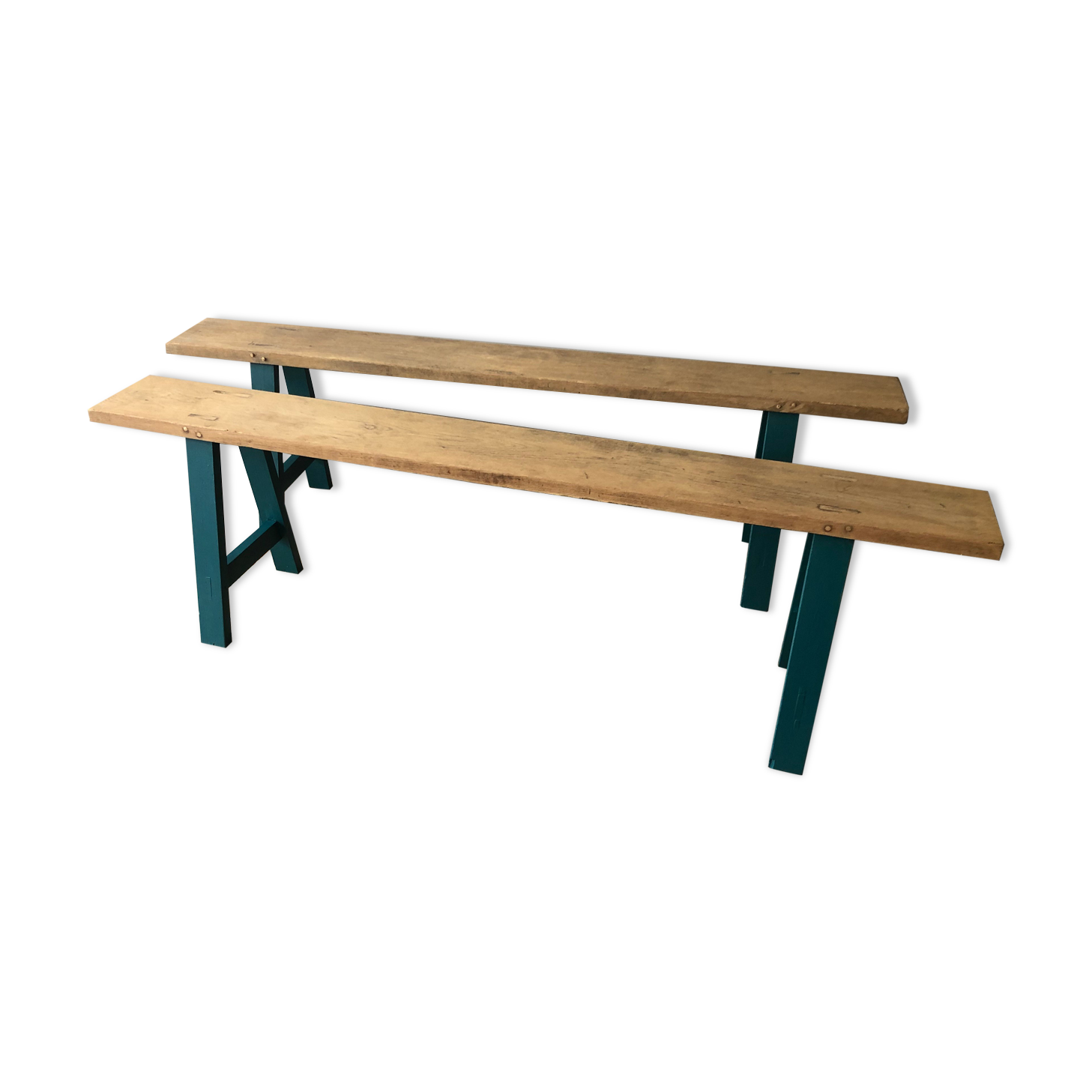 2 old farm benches