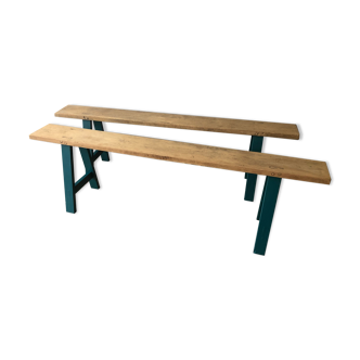 2 old farm benches