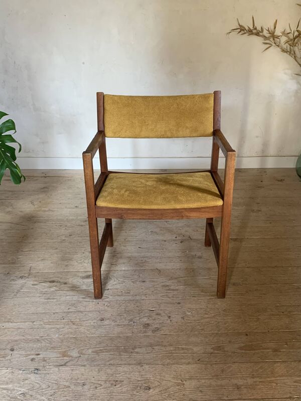 Fauteuil vintage danois de Borge Mogensen velours jaune