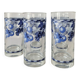 Set of 5 vintage glasses "Blue Fruit Pattern" 1970s - by Cervé Italy