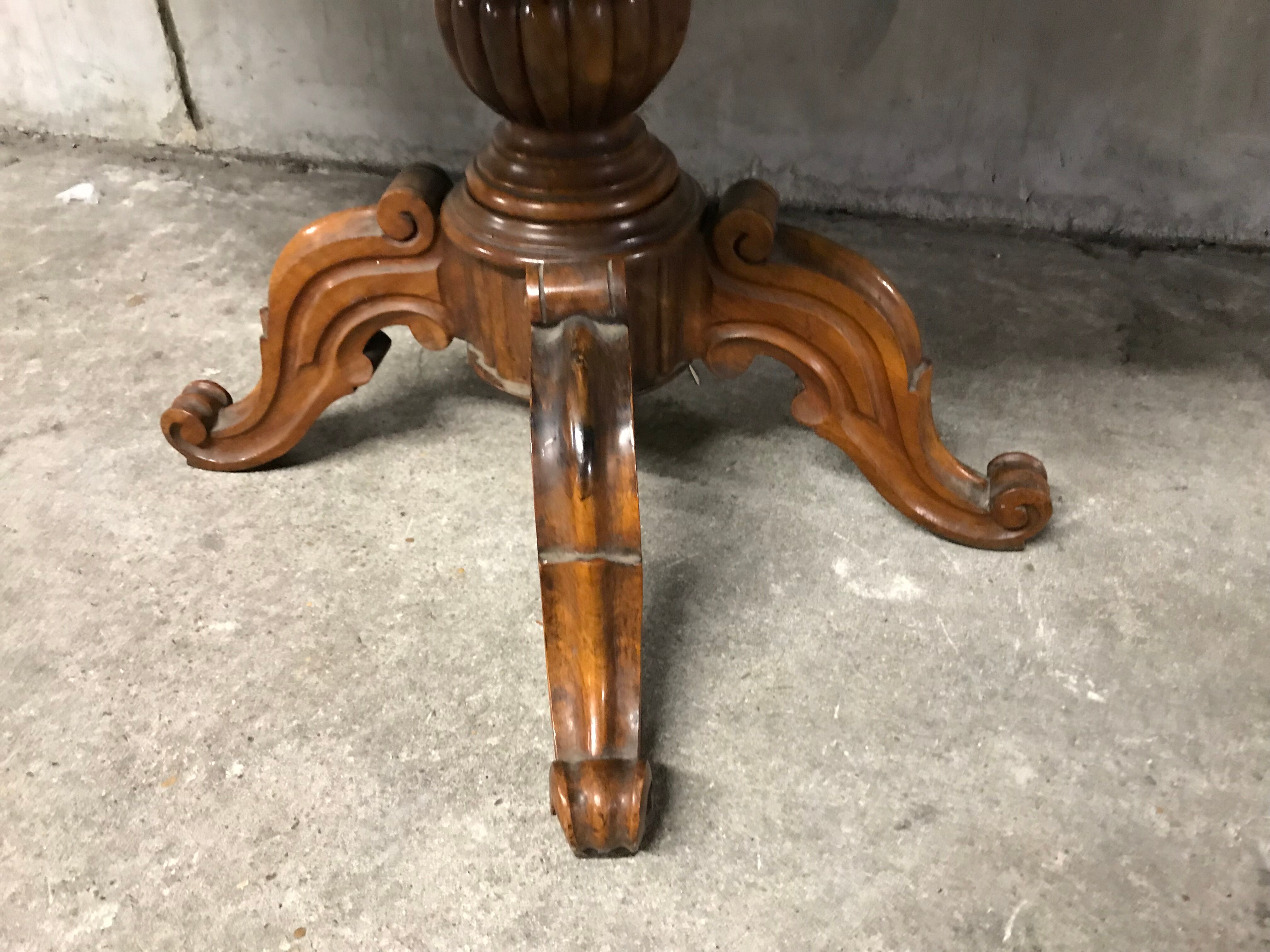 Side table Louis Philippe walnut and marble
