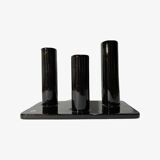 Black Candlestick Stand - VIntage Candle Holder Made From Black Shiny Ceramic From The Mid Century