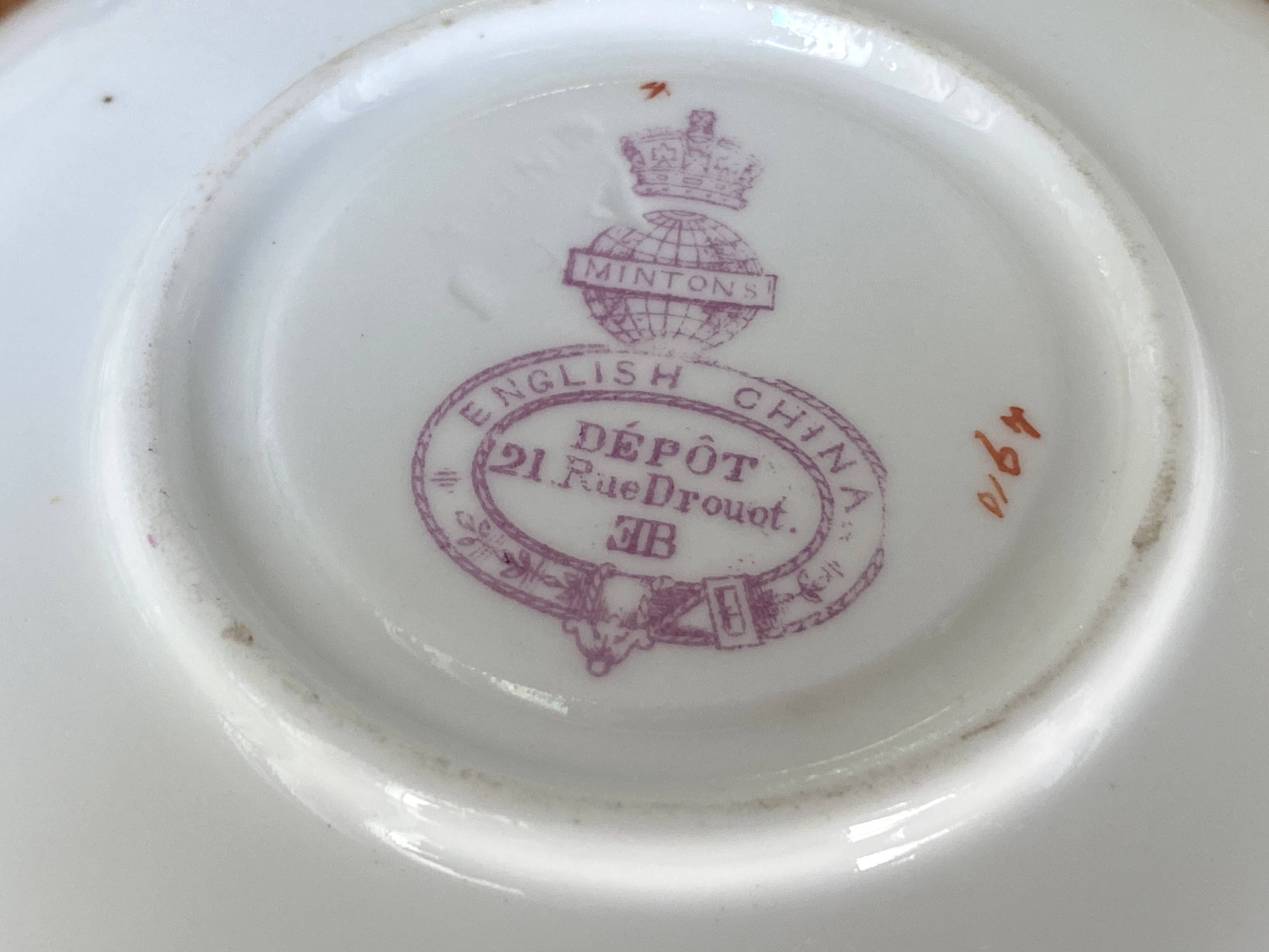 English porcelain coffee cup and saucer Minton 4910 blue bird design
