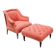 Napoleon III salon armchair in brick red linen with a tufted footrest.