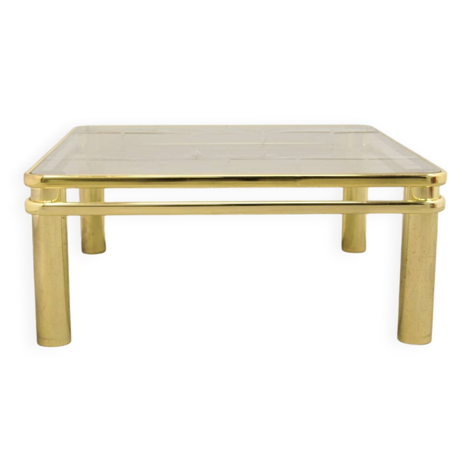 vintage brass coffee table smoked glass