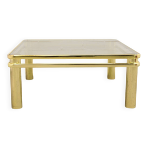 Table basse vintage en - verre laiton