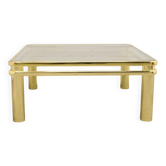 vintage brass coffee table smoked glass
