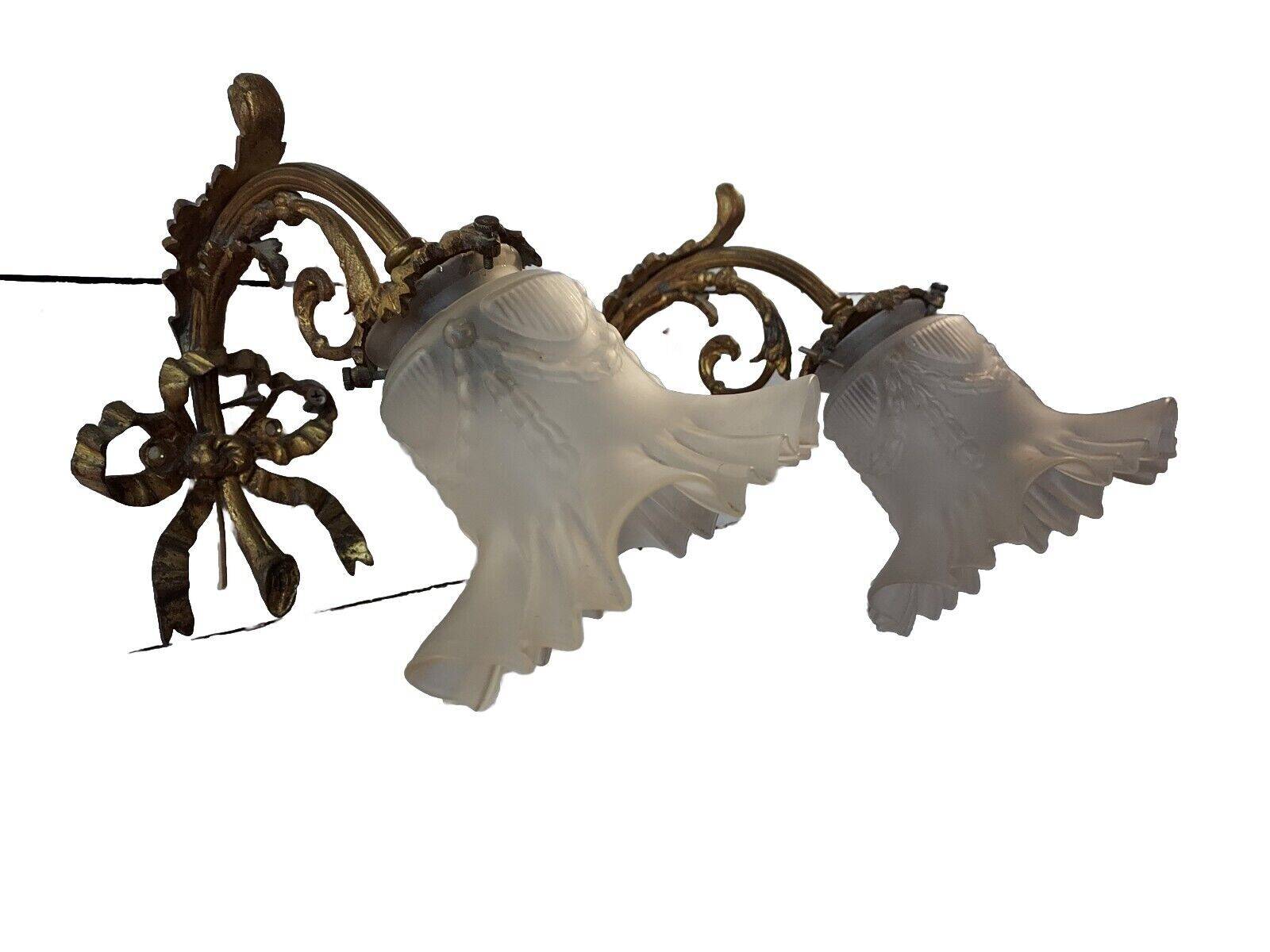 Louis xv style wall lights in bronze (pair)