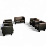 4 x Black Leather Poltrona Frau Moji Armchairs / sofa by Shigeru Uchida