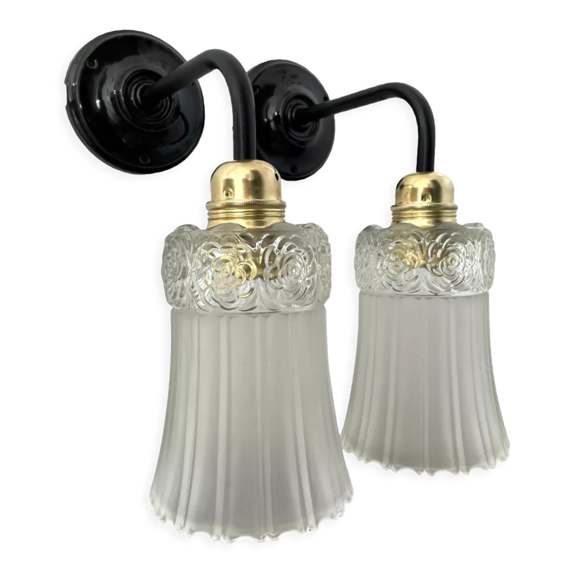 Set of two Art Deco tulip wall sconces