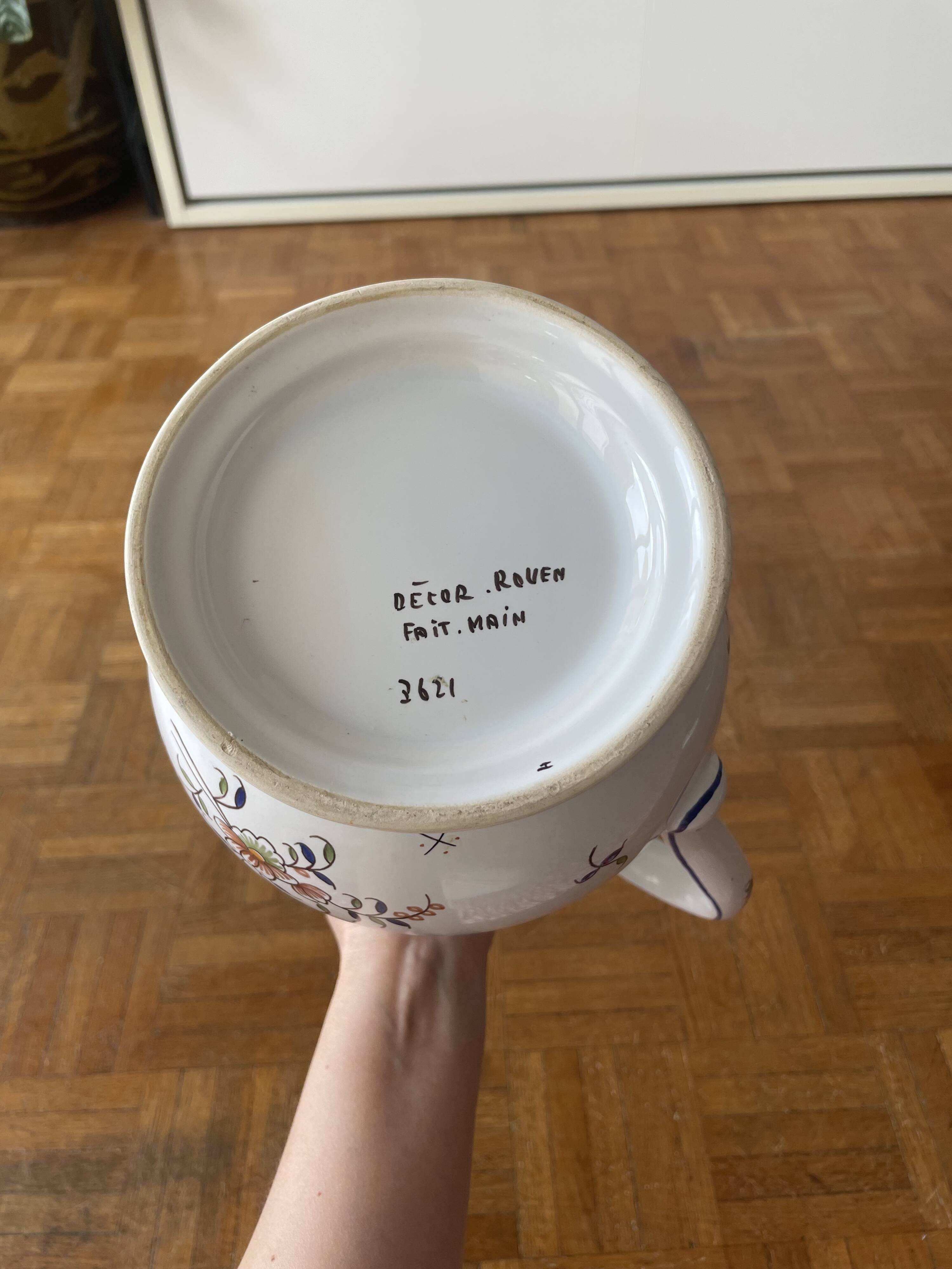 Large ceramic jug Old Rouen 1900