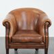 Sheepskin leather club chair with beautiful colours and comfortable seat