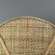 Pair midcentury Italian rattan wicker pine brass scallop wall sconces 1970s
