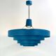 Vintage 1960s Metal Pendant Light - Blue Design