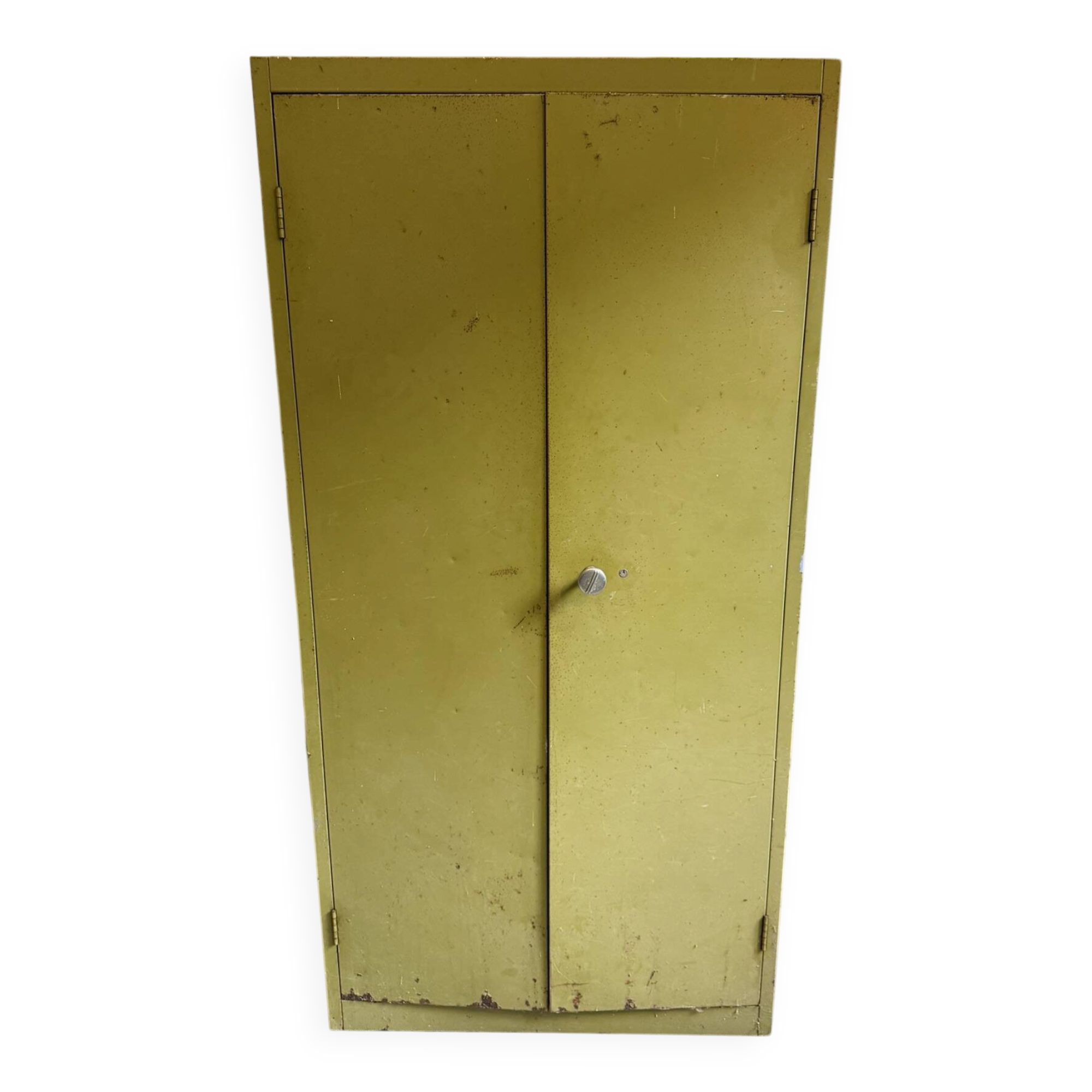 Green metal wardrobe in military style