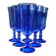 Set of 6 blue vintage champagne flutes