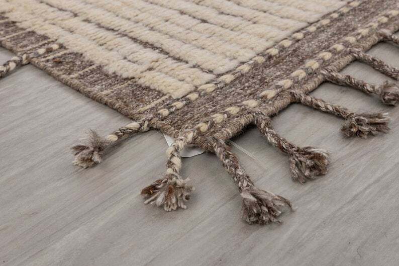 Ivory grey wool rug 150/250cm