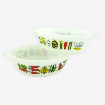 2 baking dishes - JAJ Pyrex - Made in England - vintage 60s