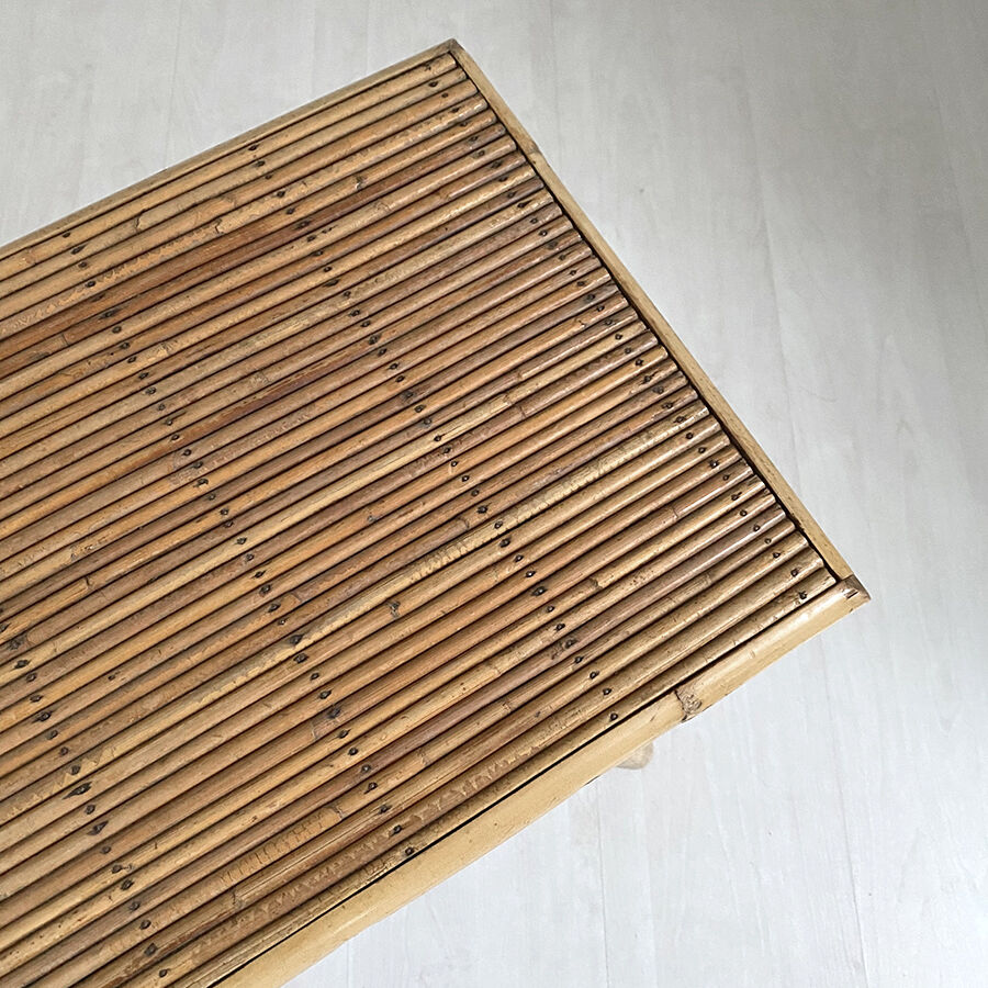 60's vintage rattan coffee table