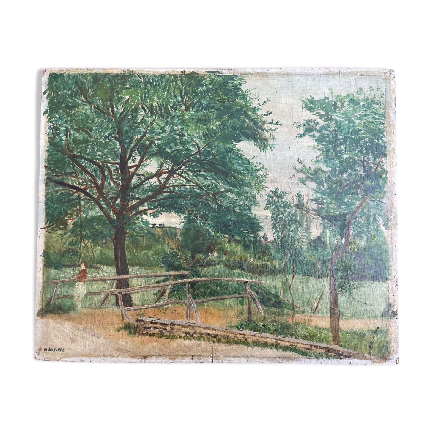 Painting old painting 1946 Lamy Vacances Haute Garonne