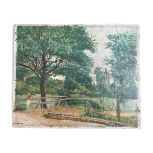 Tableau peinture ancienne 1946