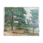 Painting old painting 1946 Lamy Vacances Haute Garonne