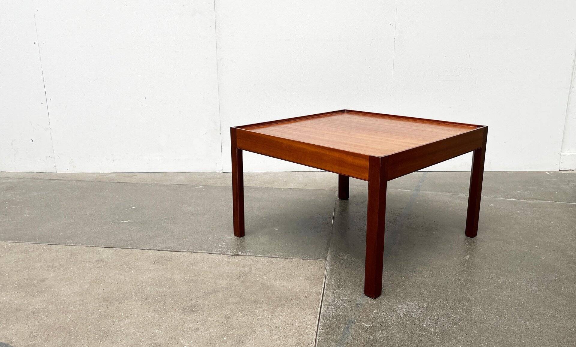 Mid-century teak and walnut side table, 1960s.