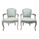 Paire de fauteuils cabriolets – Style Louis XV – Hêtre aérogommé – Tissu fl