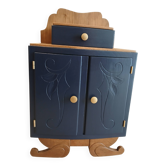 chevet relooké bleu profond et bois