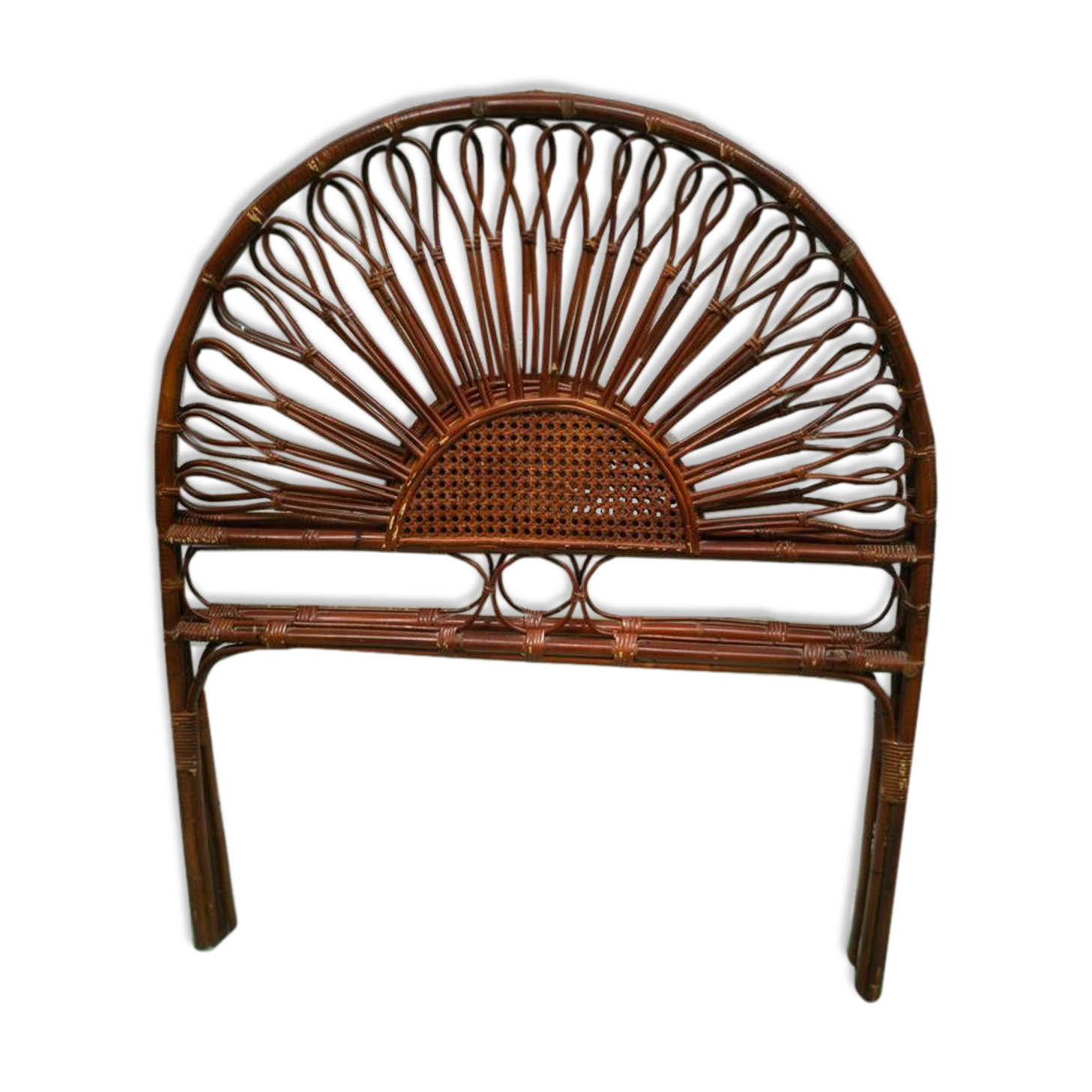 Vintage headboard in rattan and caning