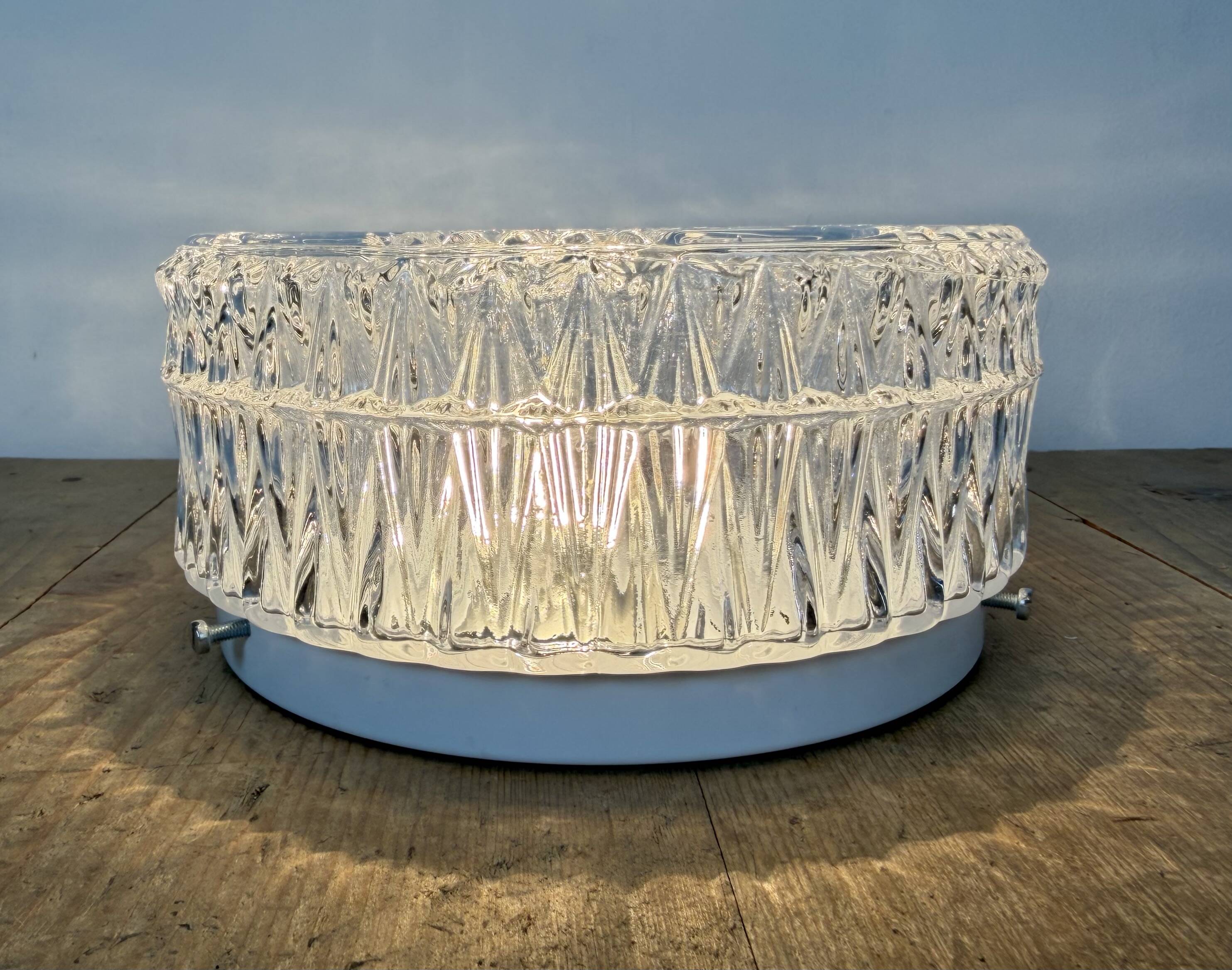 Vintage Glass Wall or Ceiling Light, 1970s