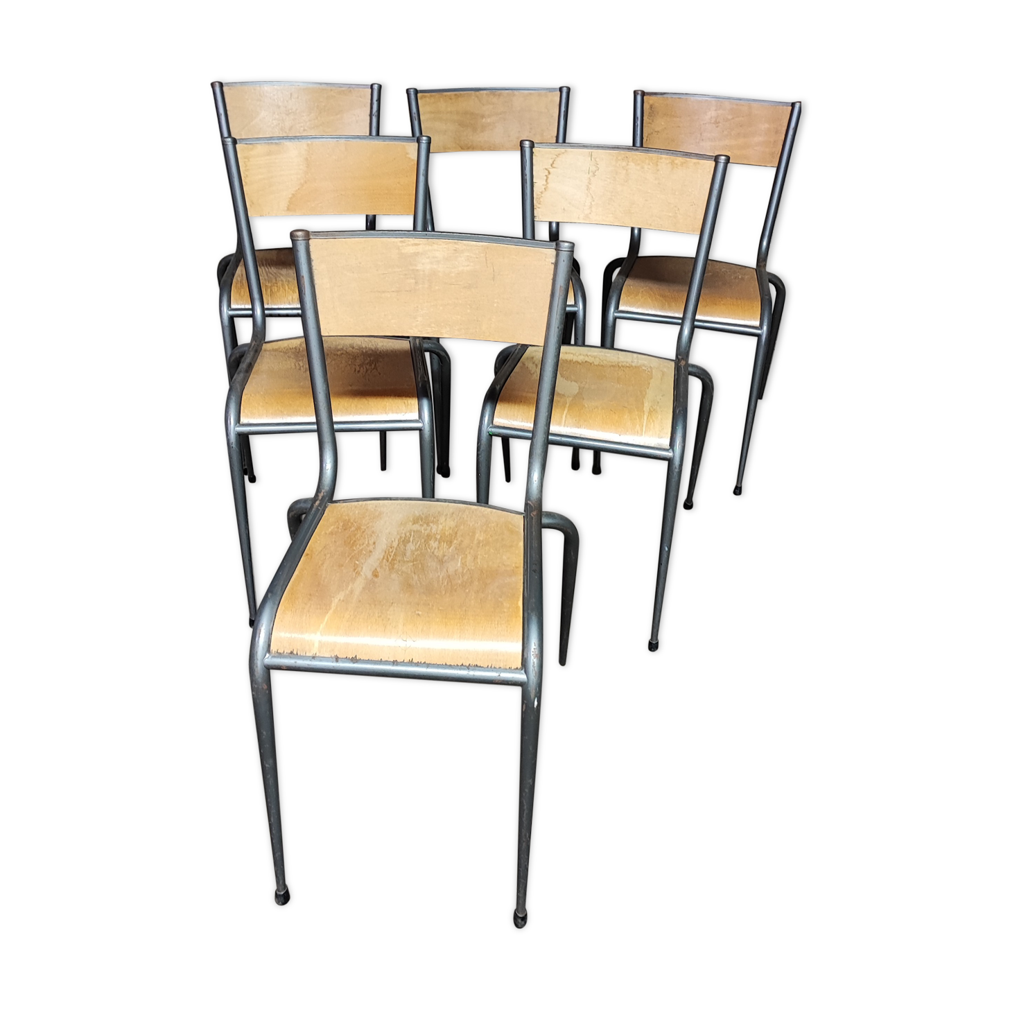 Six Mullca School Chairs 510 feet tapered