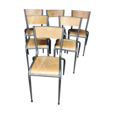 Six chaises école Mullca 510 pieds fuselés