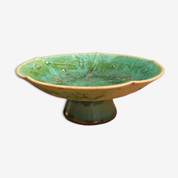 Small green glazed ceramic stand cup