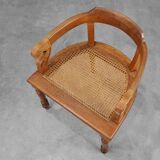 French Neoclassical Oak Chair with Wicker Seat, Late 19th Century