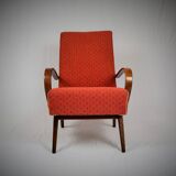 Curved wooden armchair from Ton 1960