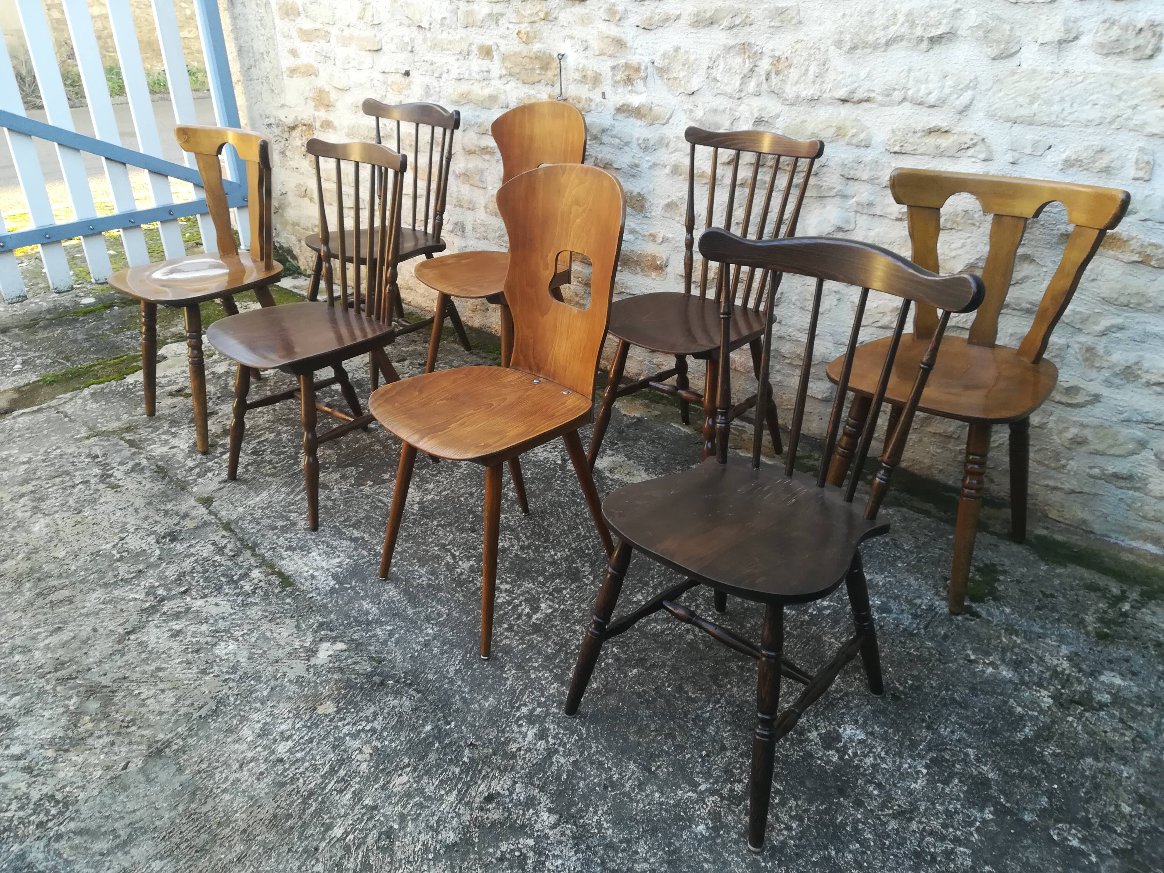 Mismatched bistro chairs