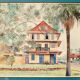 Set de 2 affiches encadrées "La plage des Palmistes" & "La conscience" Guyane 1980