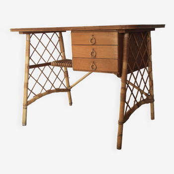 Louis Sognot desk bamboo, rattan