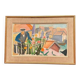 Swedish Original Oil on Canvas – "Figure Near a Flower Fence" by Carl Gunne – Signed – Vintage and Framed – 69.5 × 48 cm (27.4" × 18.9")