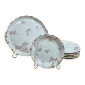 Antique dessert service in Limoges porcelain CFH GDM – 7 pieces