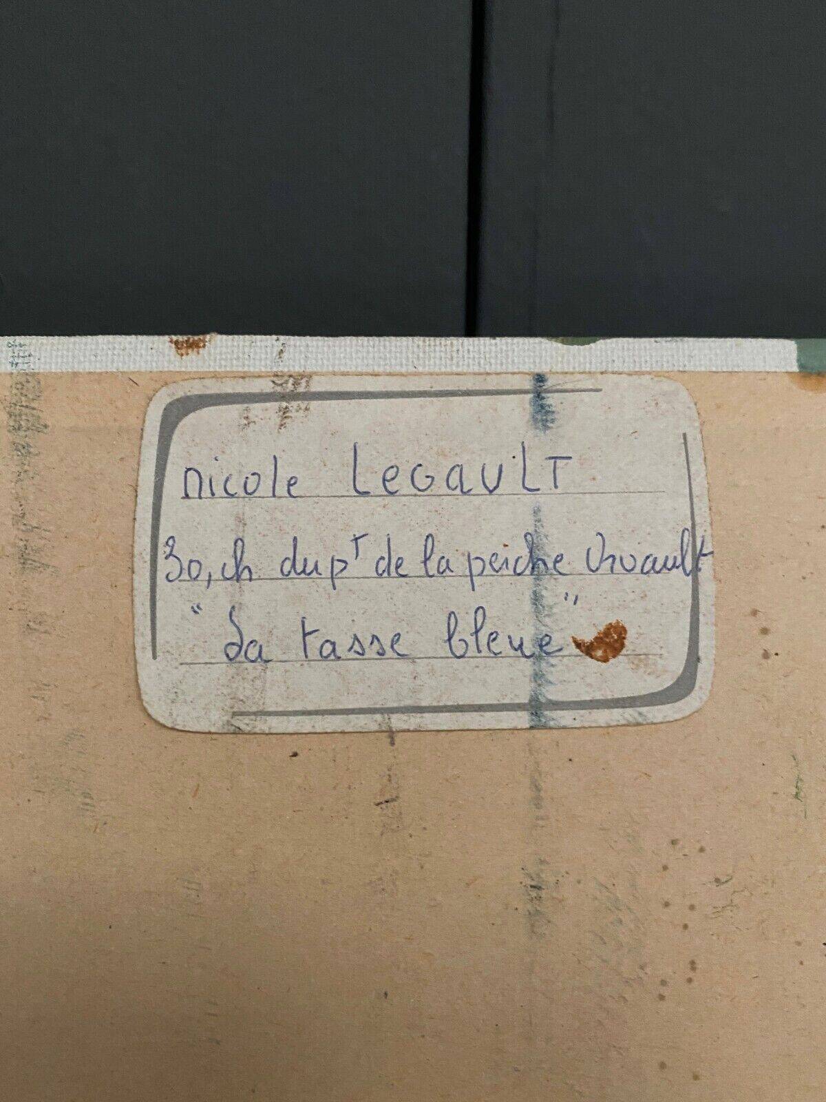 Oil on canvas still life by Nicole Legault La Tasse bleue 1980
