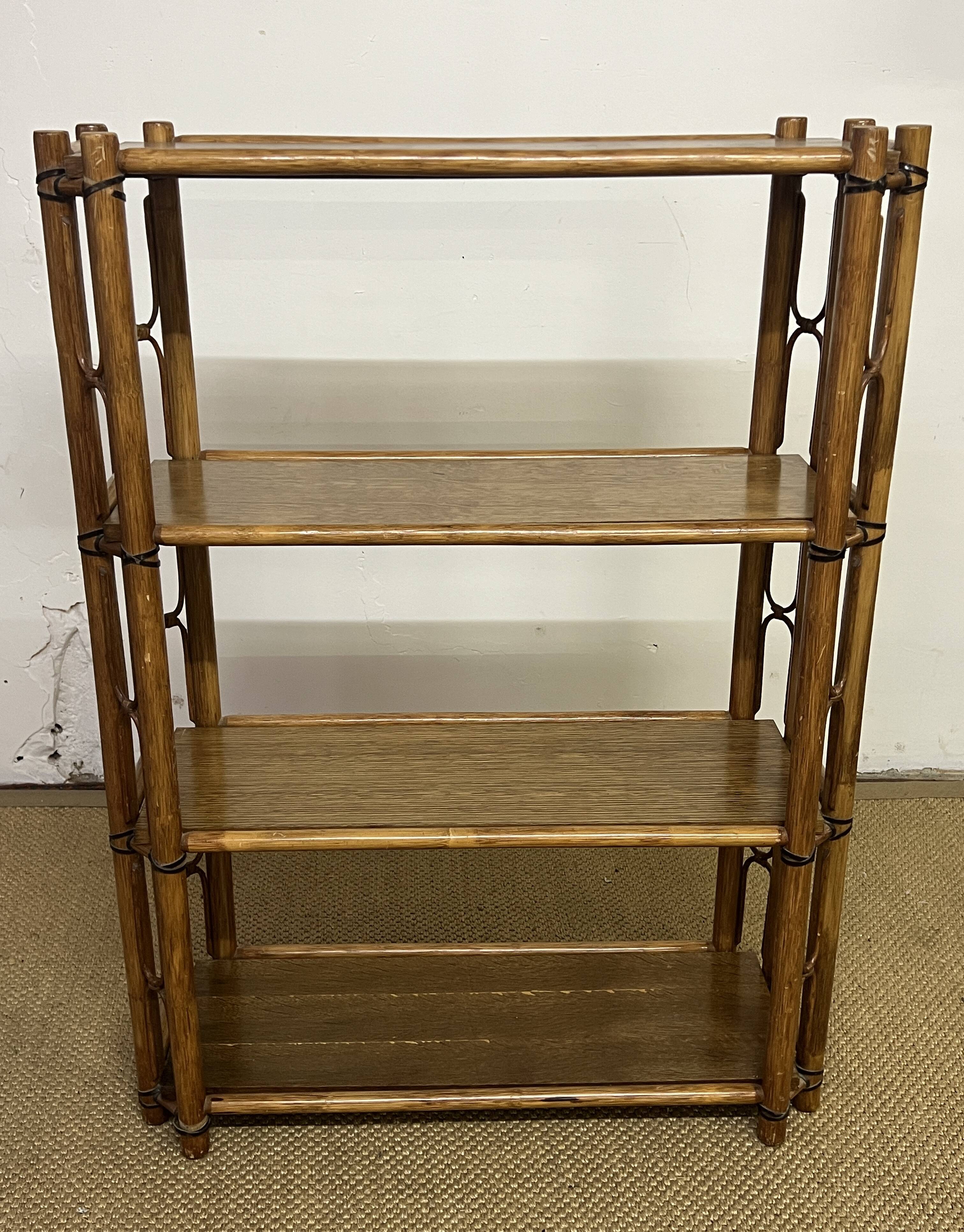 Bamboo and wood bookcase shelf, 1960