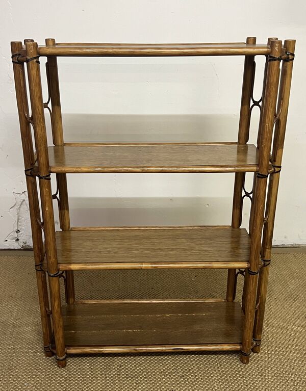 Etagère bibliothèque bambou et bois, 1960