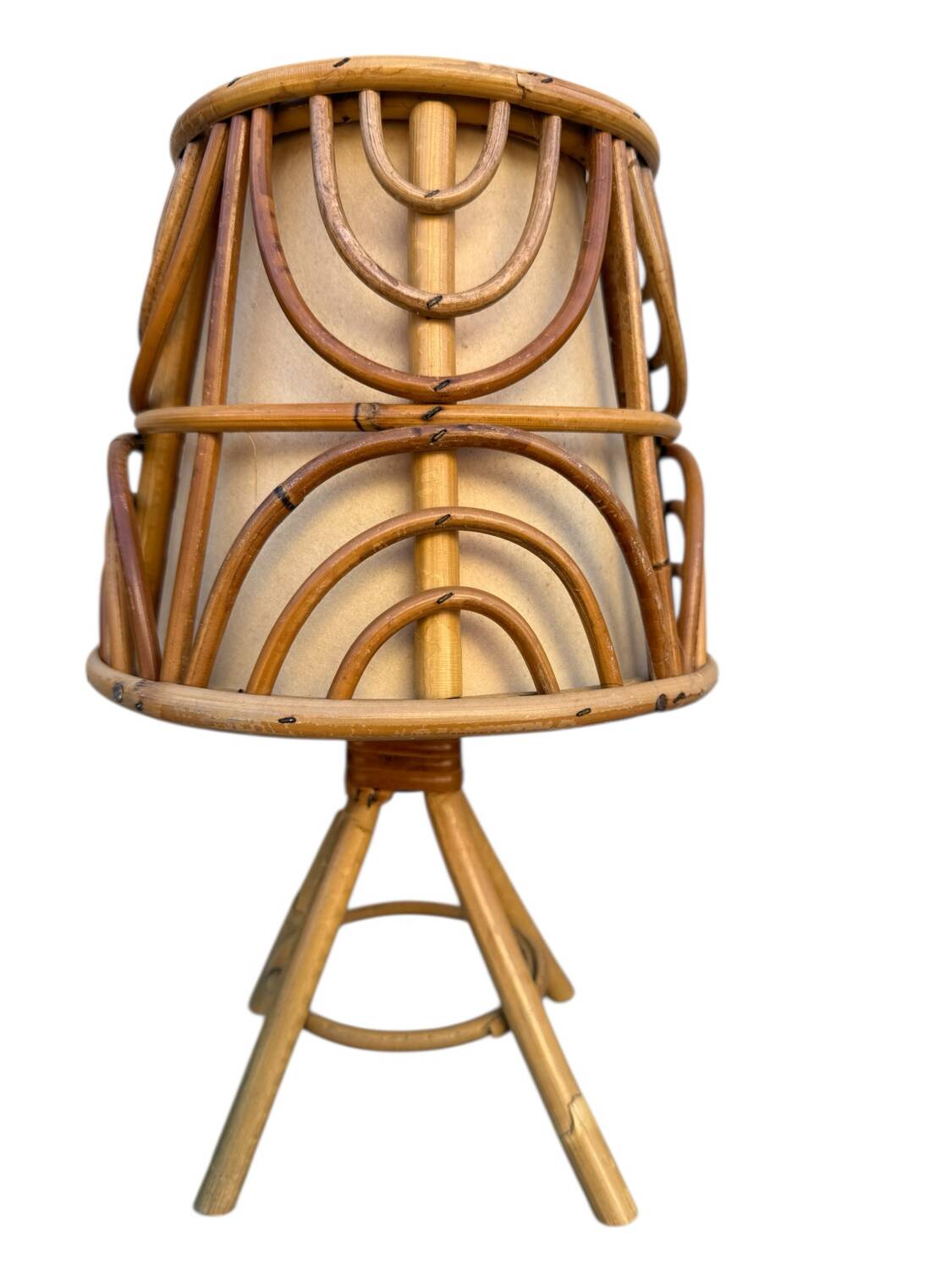 Set of 3 rattan lamps from the 1960s France